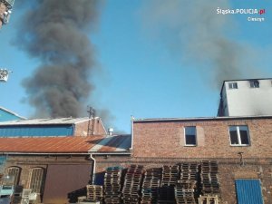 pożar budynku cukrowni w Chybiu
