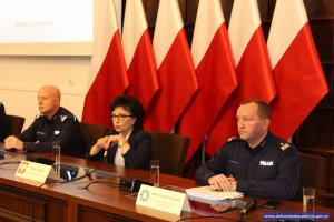 Minister MSWiA E. Witek, Komendant Główny Policji, Komendant Wojewódzki Policji we Wrocławiu