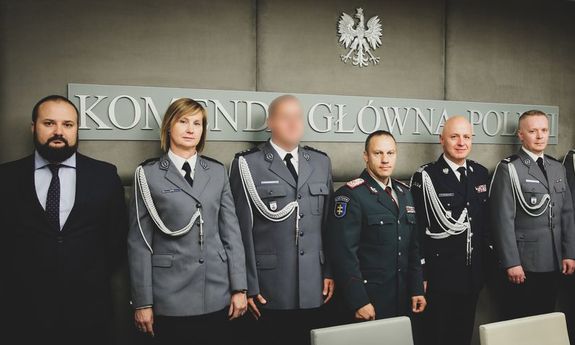 Komisarz Generalny Policji Litewskiej Linas Pernavas na spotkaniu z Komendantem Głównym Policji gen. insp. Jarosław Szymczykiem i innymi polskimi policjantami