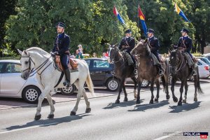 rekonstruktorzy oddziałów Policji Konnej na koniach