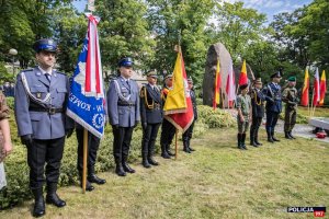 poczty sztandarowe przy pomniku w Parku im. gen. G. Orlicza-Dreszera