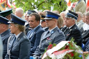 Przedstawiciel Szkoły Policji w trakcie uroczystości.