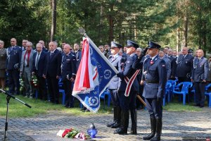 11. Uroczystości na cmentarzu w Miednoje - poczet sztandarowy