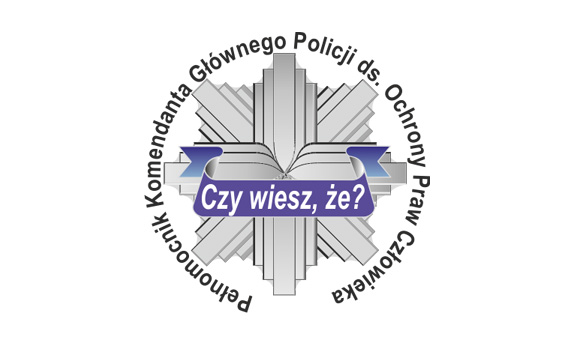 Logo Pełnomocnika Komendanta Głównego Policji  ds. Ochrony Praw Człowieka z napisem &quot;Czy wiesz, że&quot;