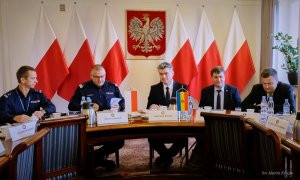 Zastępca Komendanta Głównego Policji nadinsp. Kamilem Bracha oraz przedstawiciele Ministerstwa Spraw Wewnętrznych Republiki Mołdawii