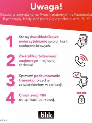 Ulotka informacyjna dot. oszustwa metodą na BLIK