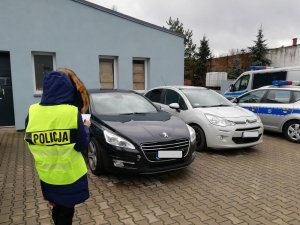 policjantka w trakcie oględzin samochodów