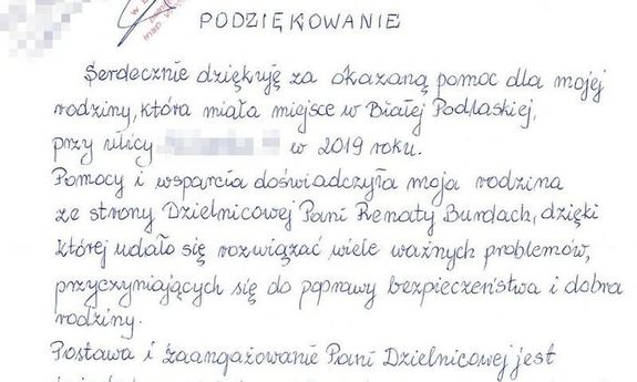 fragment podziękowań