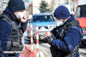 policjanci podczas kontroli na przejściach granicznych