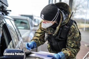 policjanci podczas kontroli na przejściach granicznych