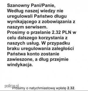 sms z fałszywą wiadomością