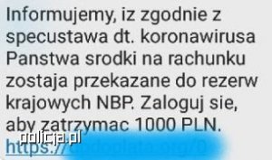 sms z fałszywą wiadomością