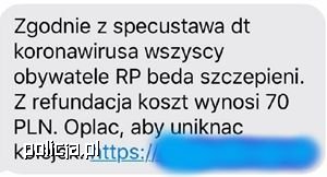 sms z fałszywą wiadomością