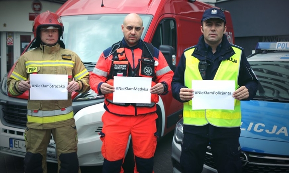 Policjant, ratownik i strażak z apelem by ich nie okłamywać