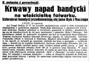 wycinek z gazety z artykułem na temat napadu