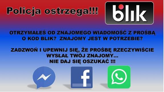 baner informujący o oszustwach na blika