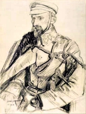 rysunek przedstawiający Kazimierza Młodzianowskiego w mundurze
