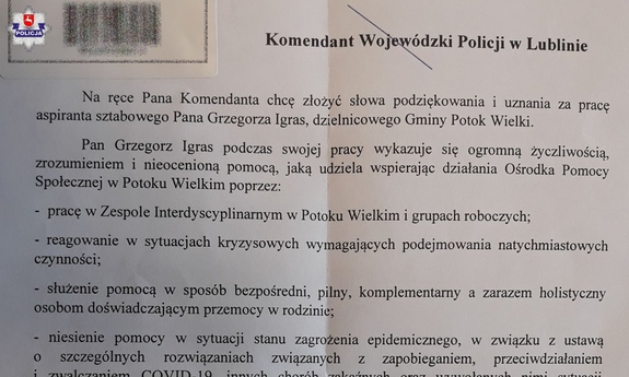 treść podziękowań