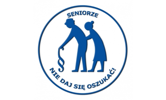 grafika przedstawia parę seniorów i napis seniorze nie daj się oszukać