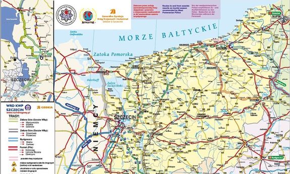 Na obrazku widzimy mapę w akcji &quot; Bezpiecznie nad morze&quot;