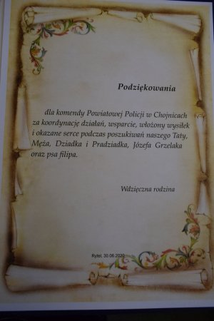 podziękowania od rodziny