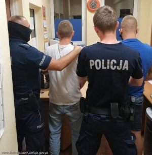 Zatrzymani prowadzeni przez policjantów