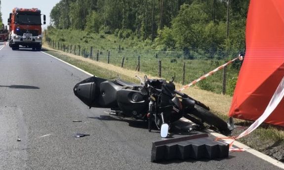 Motocykl który uległ wypadkowi