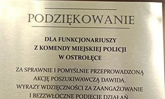 podziękowania dla policjantów