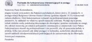 podziękowania dla policjantów od pasażerki napisane mailem