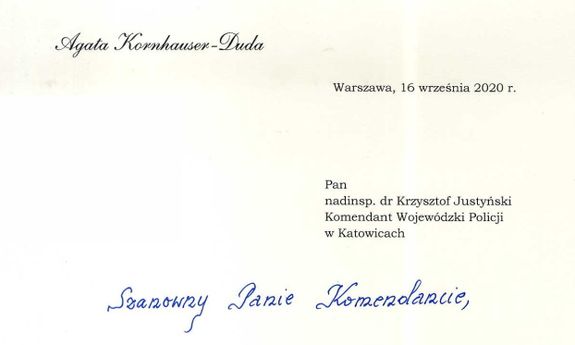 fragment podziękowań od Pierwszej Damy