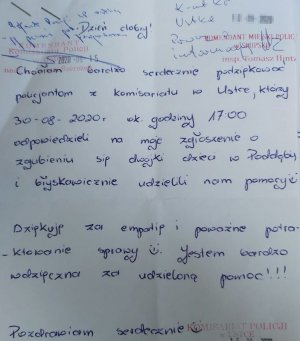 Podziękowania na kartce papieru