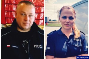 Mł. asp. Rafał Jaworski i st. post. Lidia Podelcka w mundurach