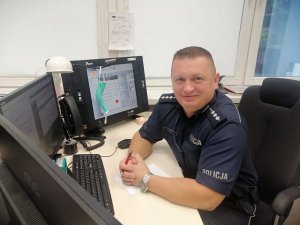 Starszy aspirant Robert Tatara podczas pełnienia służby