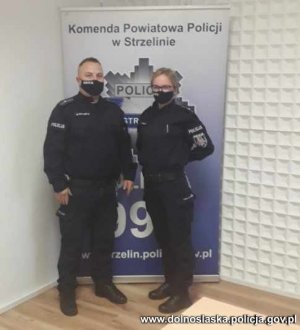 Policjanci strzelińskiej jednostki którzy zapobiegli tragedii