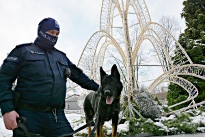 policyjny pies służbowy z policjantem