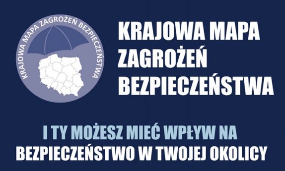 napis Krajowa Mapa Zagrożeń Bezpieczeństwa. I Ty możesz mieć wpływ na bezpieczeństwo w Twojej okolicy