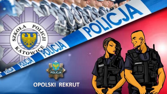 grafika do odcinka - w połowie zdjęcia narysowany policjant i policjantka w drugiej połowie logo SP w Katowicach