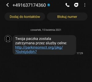 zdjęcie fałszywego SMS-a