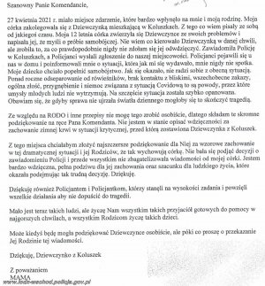 zdjęcie podziękowań, treść dostępna cyfrowo w załączniku