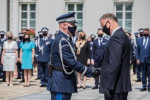 Prezydent RP Andrzej Duda oraz Komendant Główny Policji gen. insp. Jarosław Szymczyk