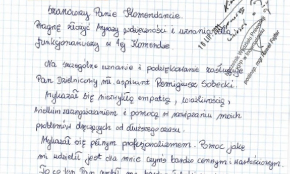 zdjęcie przesłanych podziękowań