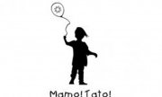 czarno-biała grafika przedstawia dziecko trzymające na sznurku balonik, pod spodem napis Mamo! Tato!