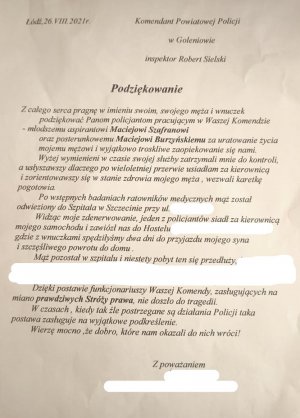 podziękowania dla policjantów