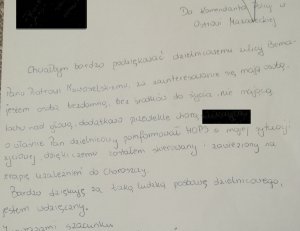 List z podziękowaniami, treść w formie dostępnej cyfrowo w załączniku pod artykułem.