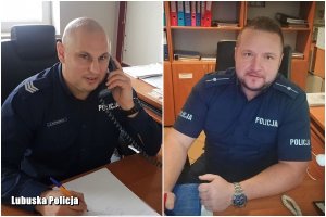 łączone zdjęcie dwóch umundurowanych policjantów