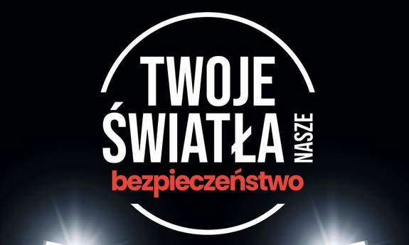 plakat akcji, napis twoje światła nasze bezpieczeństwo w okręgu