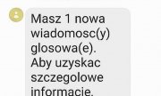 zrzut z ekranu telefonu przedstawiający fragment wiadomości o treści: Masz 1 nowa wiadomosc(y) glosowa(e). Aby uzyskac szczegolowe informacje.
