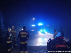 strażacy i funkcjonariusze szukają seniora