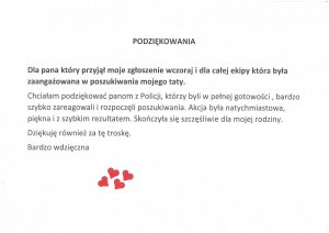 treść podziękowań