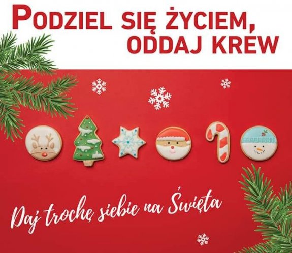 kartka świąteczna z napisem: Podziel się - oddaj krew